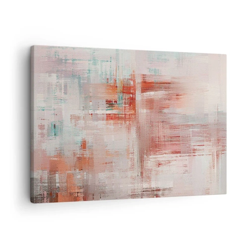 Lærredstryk - Billede på lærred - En abstrakt komposition med nuancer af rød og pastelfarver. - 70x50cm - Diset. Hvor er dog det lyserødt - Moderne vægdekoration til stue og soveværelse ARTTOR