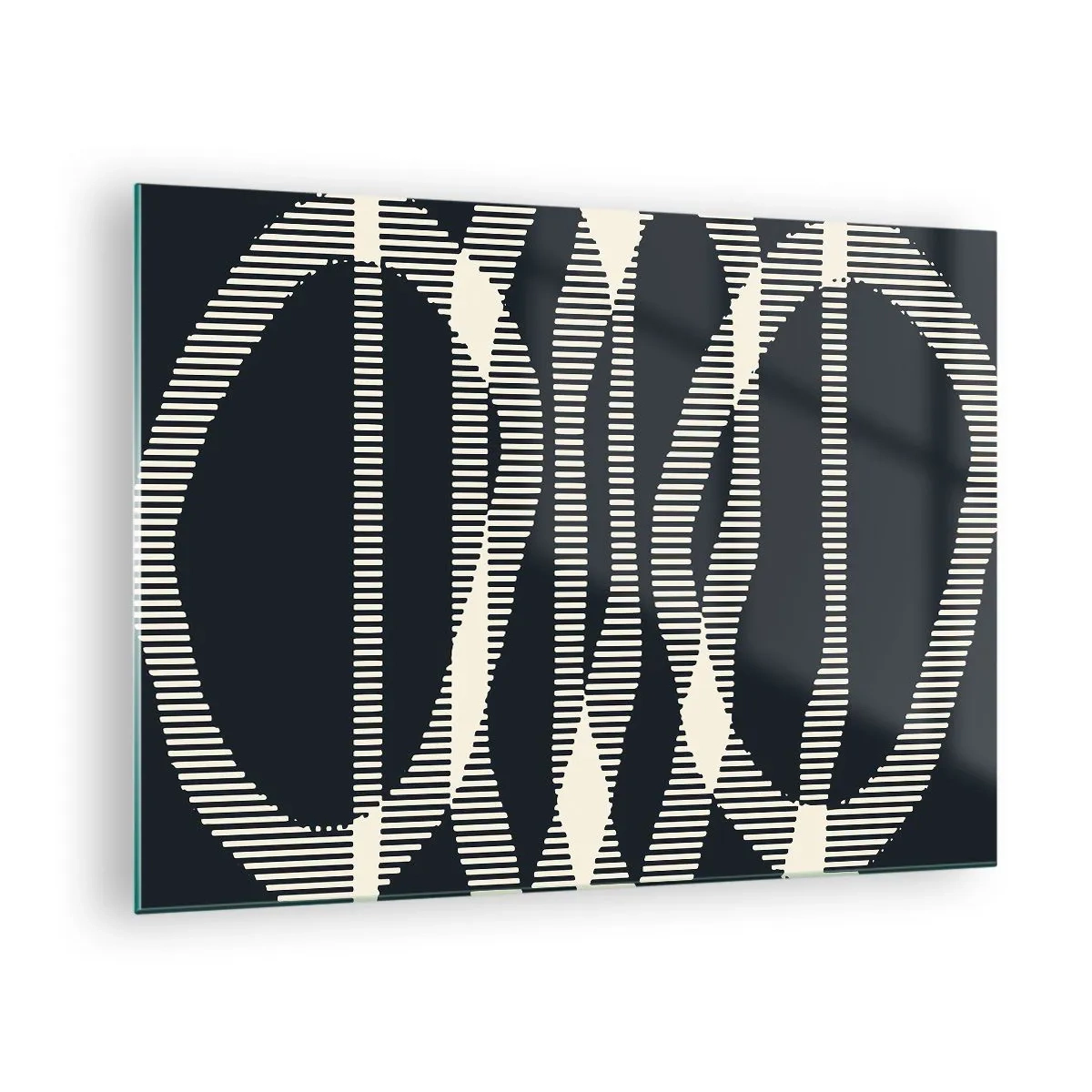 Billede på glas - Geometriske linjer i sorte og beige nuancer - 70x50cm - Forsøg på at bryde igennem mørket - Moderne vægdekoration til stue og soveværelse ARTTOR