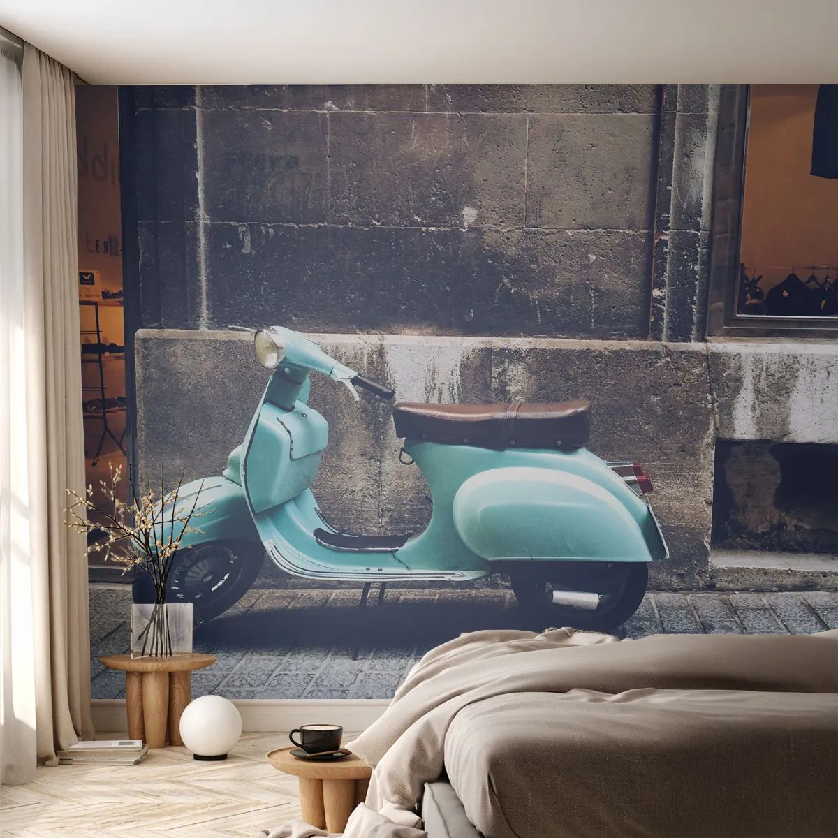 Fototapet Premium Sand - Uforglemmelige klimaer - Italien, Scooter, Årgang - 100x70 cm