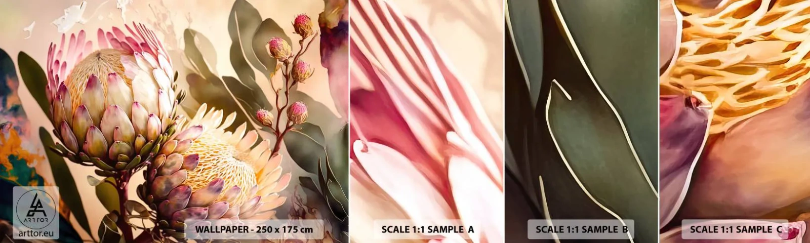 Fototapet Prøve Standard Eco - Ømt omfavnet - Blomster, Planter, Botanik - 100x30 cm