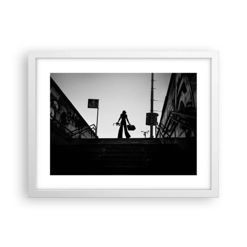 Plakat i hvid ramme - Vandring i byen - 40x30 cm