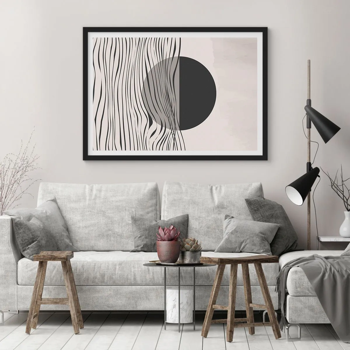 Plakat i sort ramme - Halvkomposition - 100x70 cm