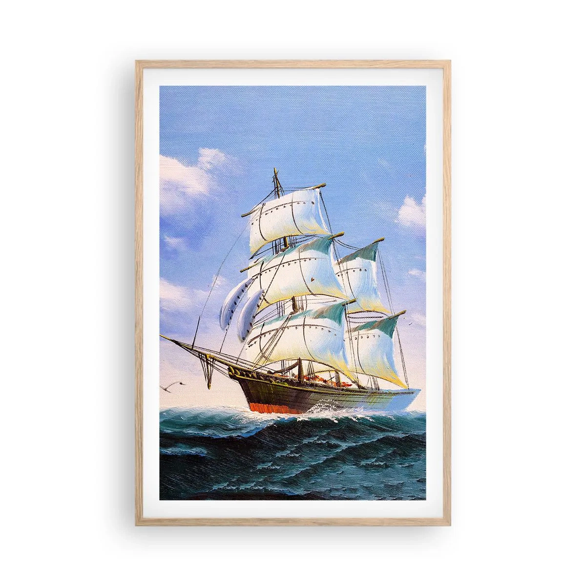 Plakat i ramme af lyst egetræ - Stolt med vinden - 61x91 cm