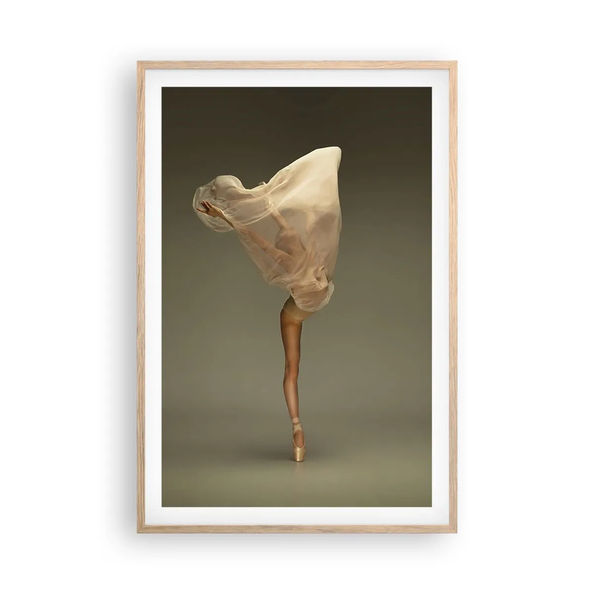 Plakat i ramme af lyst egetræ - Den er ved at flyve - 61x91 cm