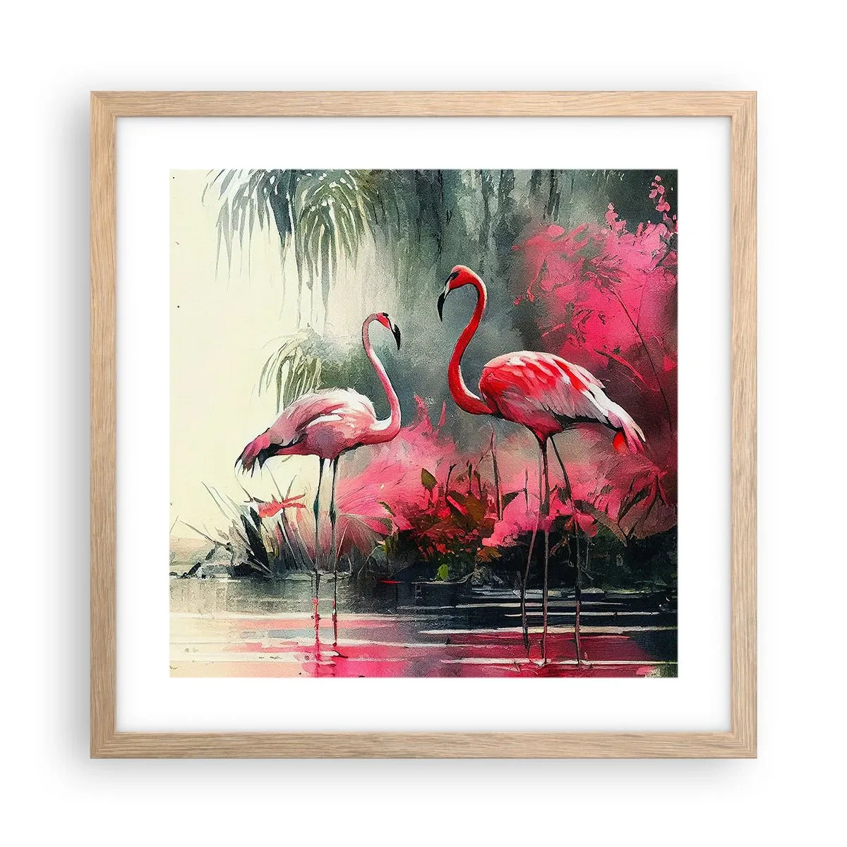 Plakat i ramme af lyst egetræ - En lektion i naturlig charme - 40x40 cm