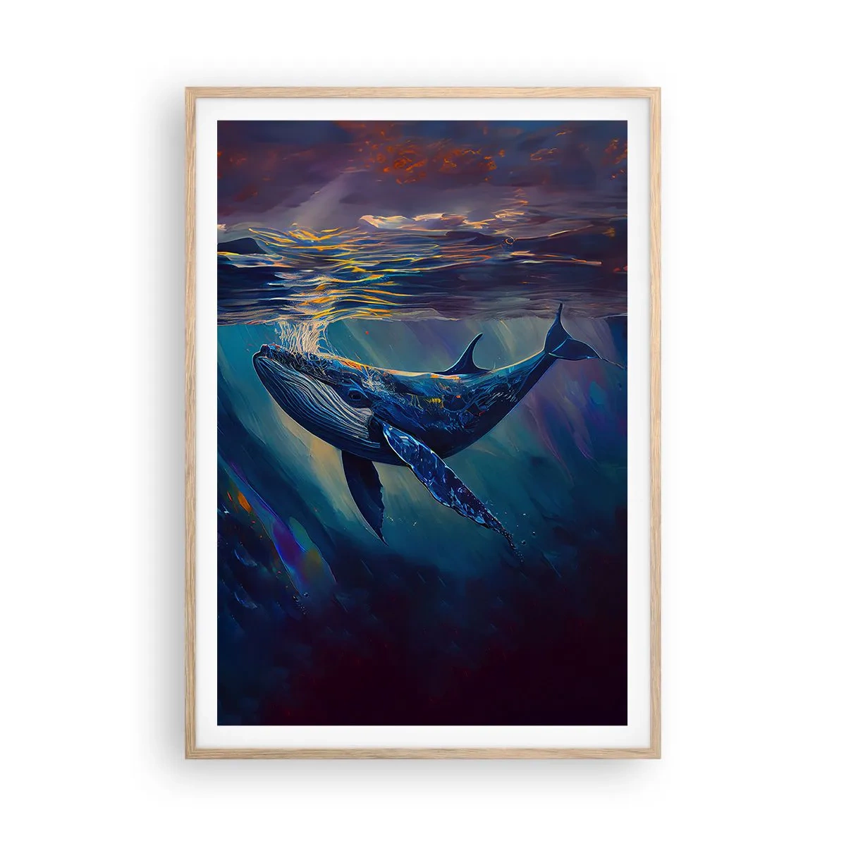 Plakat i ramme af lyst egetræ - Velkommen til min verden - 70x100 cm