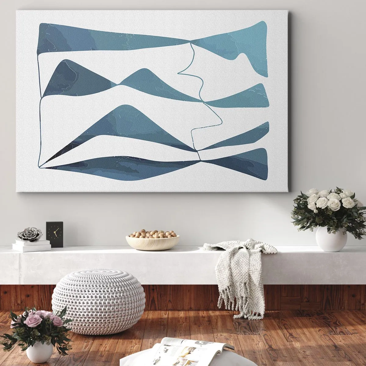 Lærredstryk - Billede på lærred - Abstraktion: en turkis sammensætning - 120x80 cm