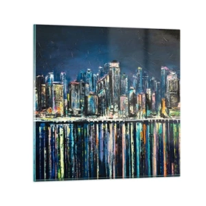 Billede på glas - Kaskade af lys - 60x60 cm