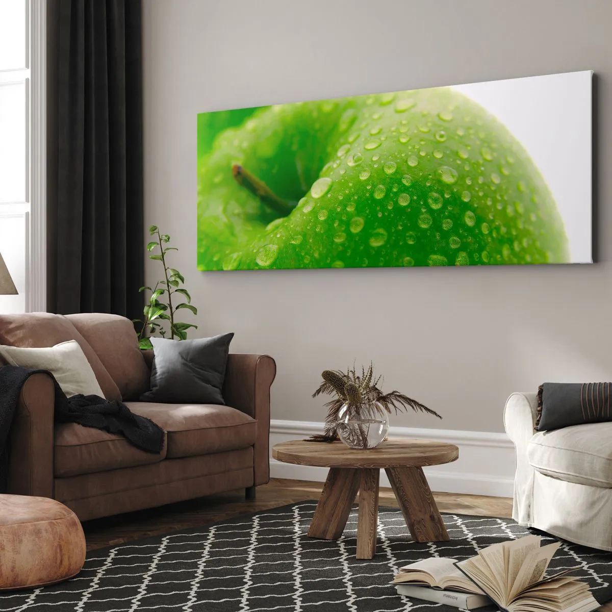 Lærredstryk - Billede på lærred - Grøn kølig friskhed - 100x40 cm