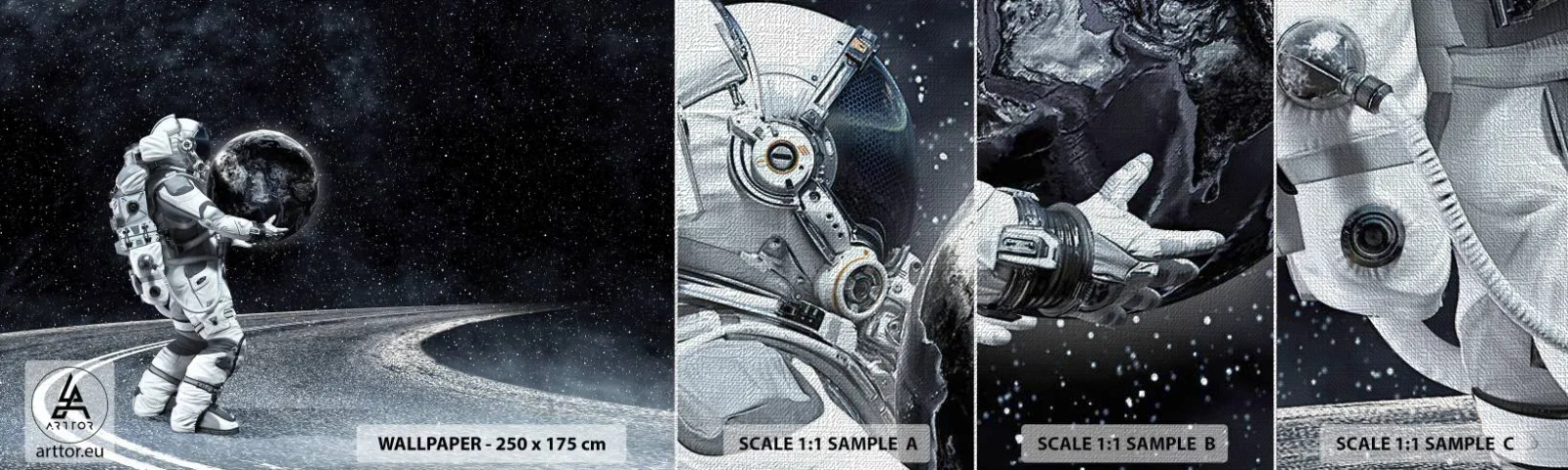 Prøve Fototapet Premium Canvas - På Mælkevejen - Kosmos, Astronaut, Fantasi - 100x30 cm