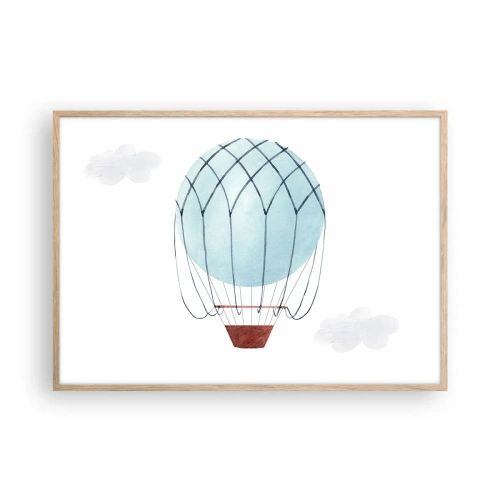 Plakat i ramme af lyst egetræ - Alt i skyerne - 100x70 cm