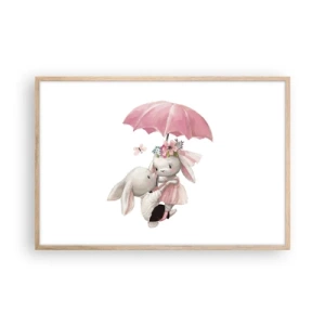 Plakat i ramme af lyst egetræ - Det er kærlighed - 91x61 cm