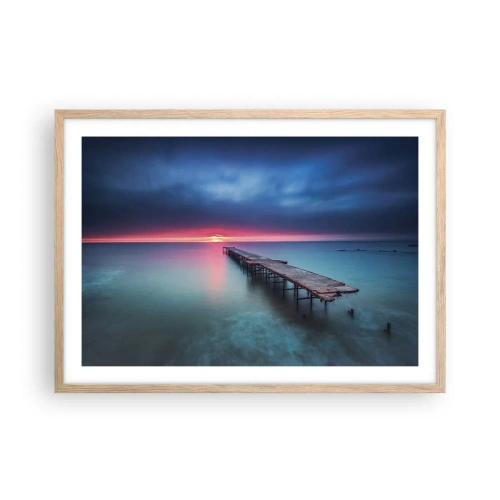 Plakat i ramme af lyst egetræ - Mellem himmel og jord - 70x50 cm