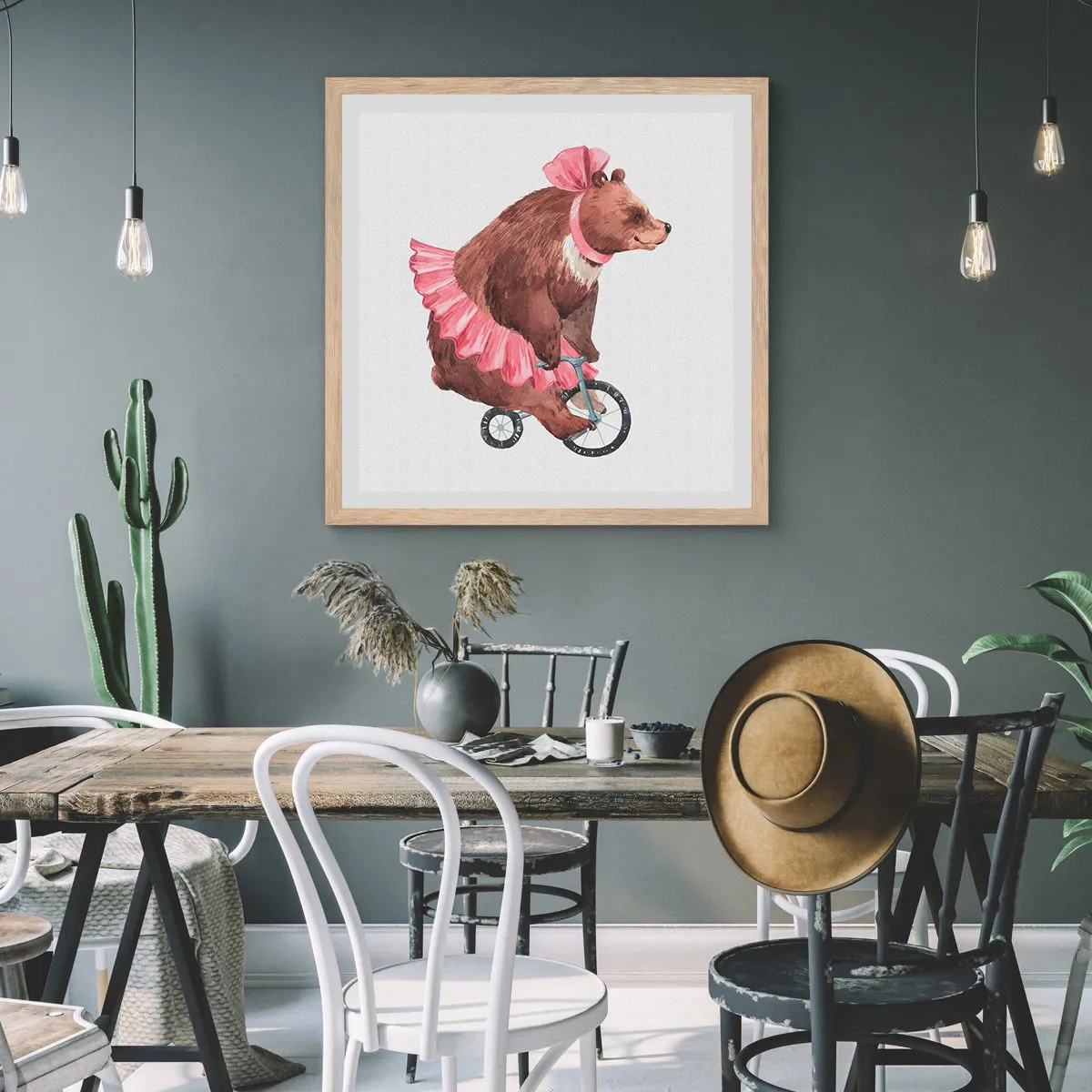 Plakat i ramme af lyst egetræ - Sikke et cirkus! - 30x30 cm