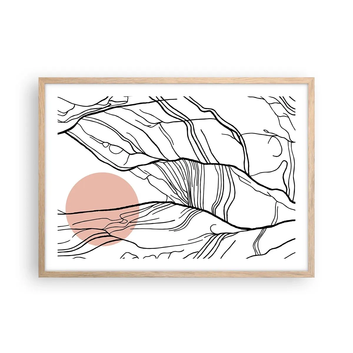 Plakat i ramme af lyst egetræ - I et netværk af kviste - 70x50 cm