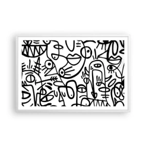 Plakat i hvid ramme - Ansigter og luftspejlinger - 91x61 cm