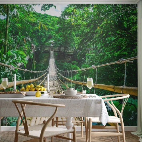 Fototapet Premium Sand - Abebro over grønne områder - Landskab, Jungle, Filippinerne - 100x70 cm