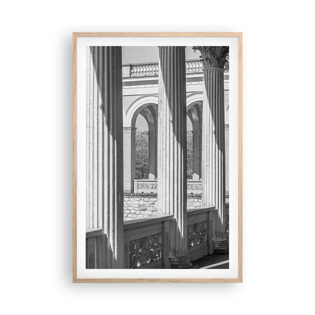 Plakat i ramme af lyst egetræ - Solrig arkade - 61x91 cm