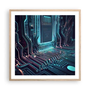 Plakat i ramme af lyst egetræ - Jeg tror... - 60x60 cm