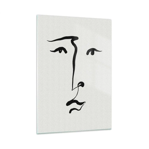 Billede på glas - Portræt i én linje - 50x70 cm