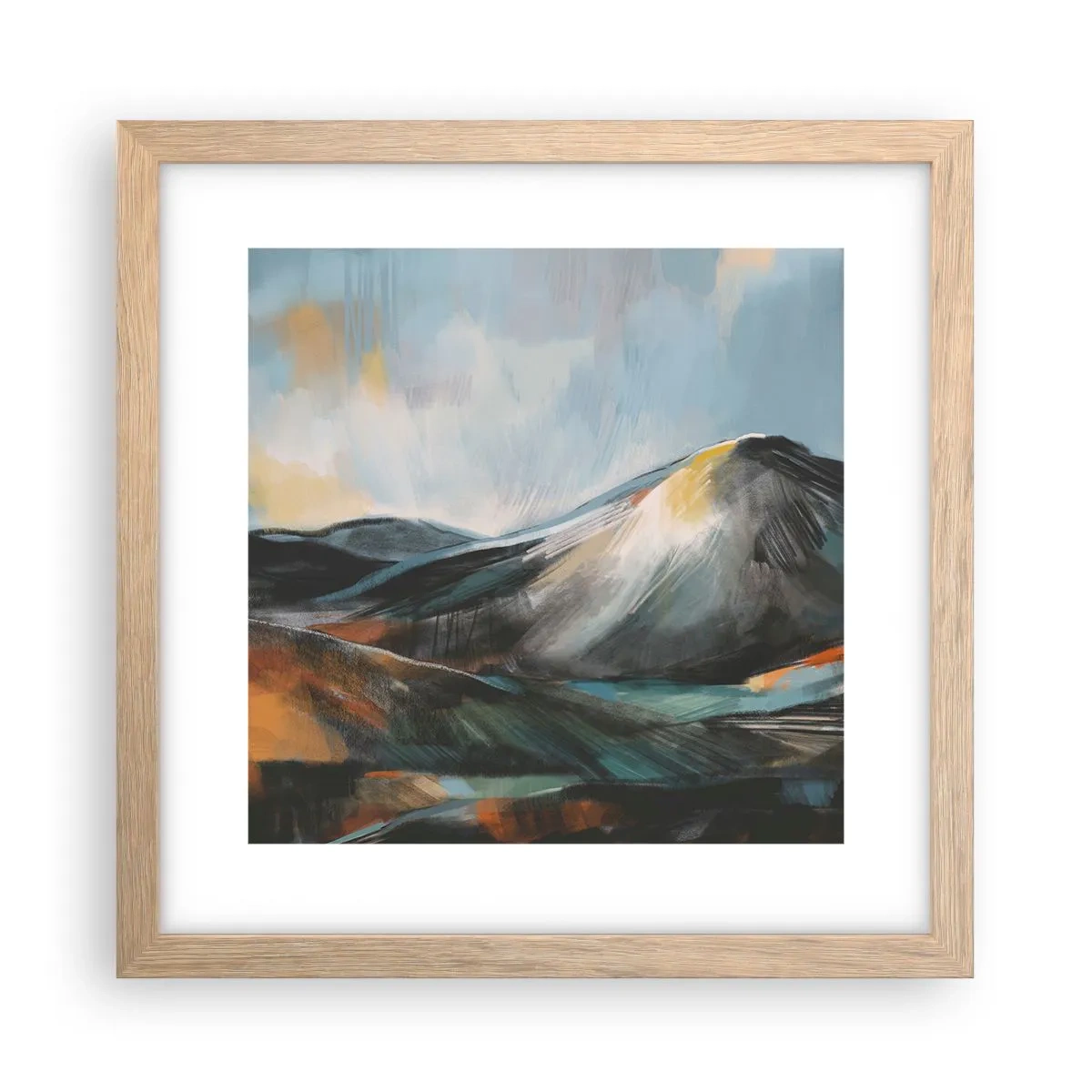 Plakat i ramme af lyst egetræ - Rå og smuk - 30x30 cm