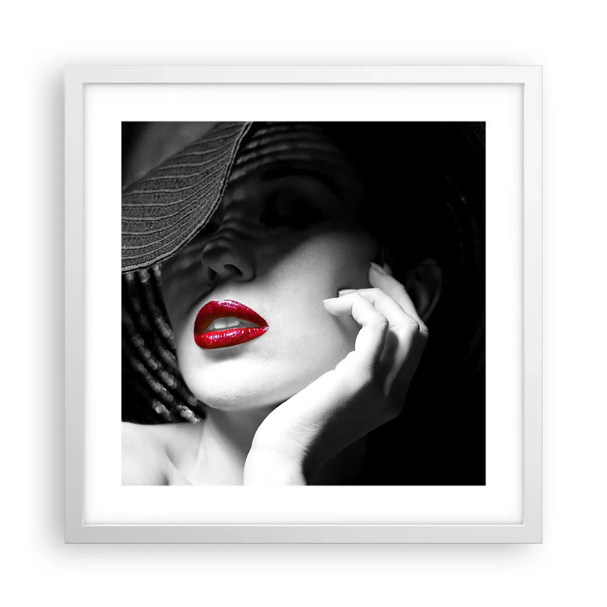 Plakat i hvid ramme - Studie i skarlagenrødt - 40x40 cm