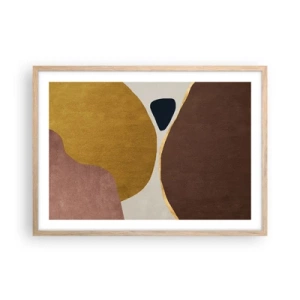 Plakat i ramme af lyst egetræ - Abstraktion - et sted i rummet - 70x50 cm