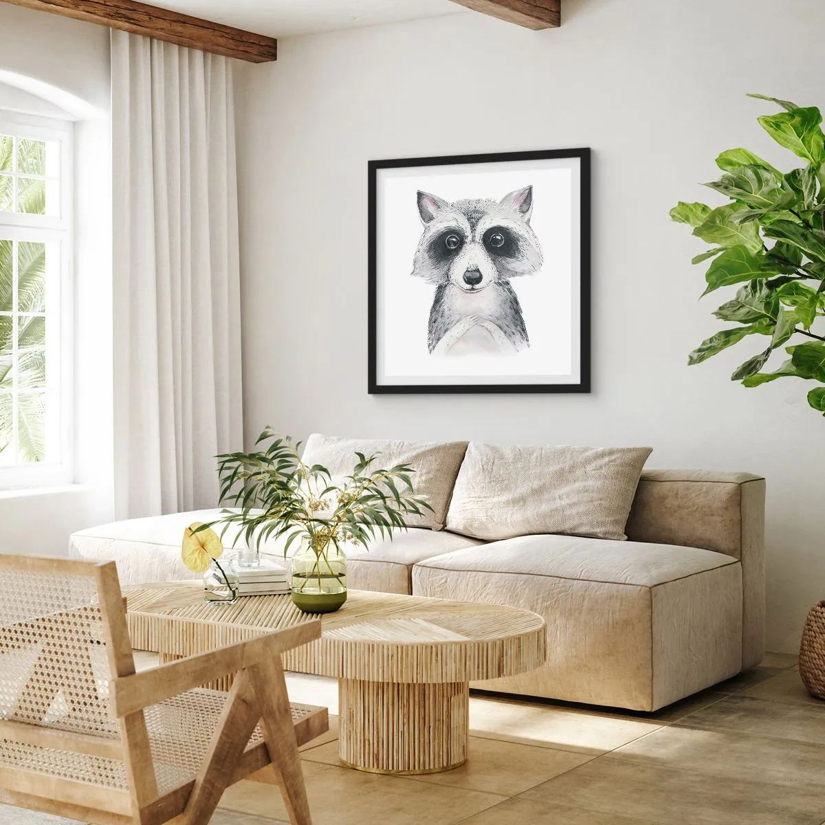 Plakat i sort ramme - Et øjeblik til at trække på skuldrene - 40x40 cm