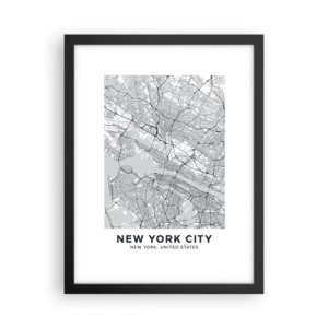 Plakat i sort ramme - Anatomi af en storby - 30x40 cm