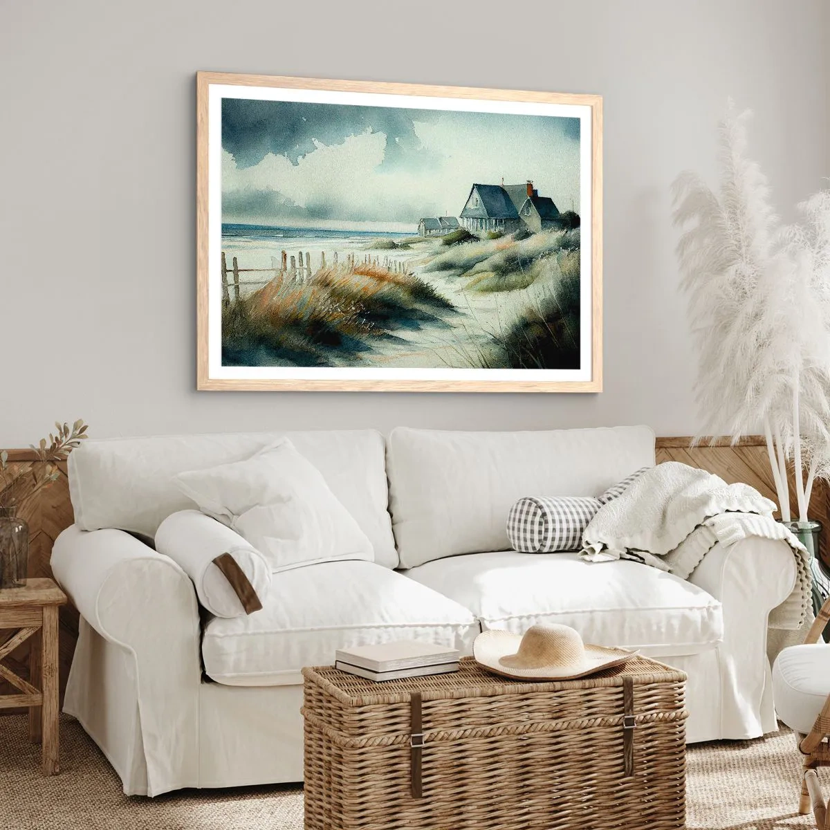 Plakat i ramme af lyst egetræ - Væk fra trængsel og travlhed - 91x61 cm