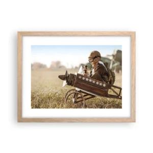 Plakat i ramme af lyst egetræ - Start mod drømmen - 40x30 cm