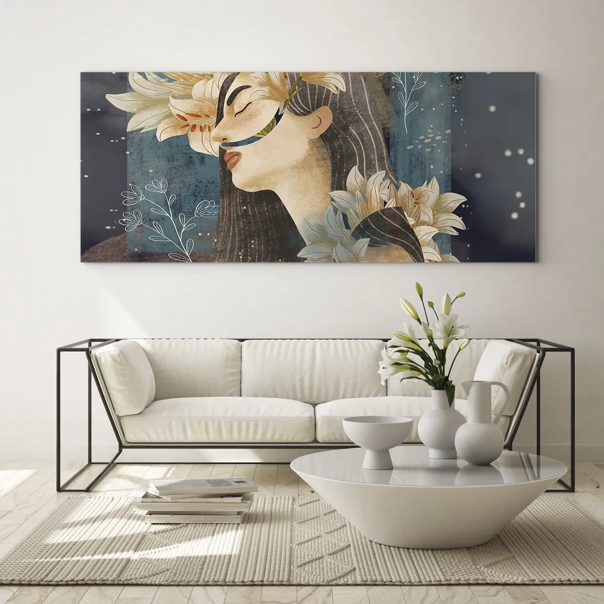 Billede på glas - Eventyret om prinsessen med liljerne - 100x40 cm