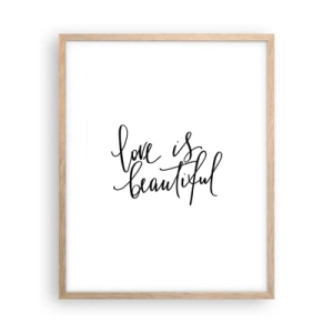 Plakat i ramme af lyst egetræ - Læs og gentag - 40x50 cm