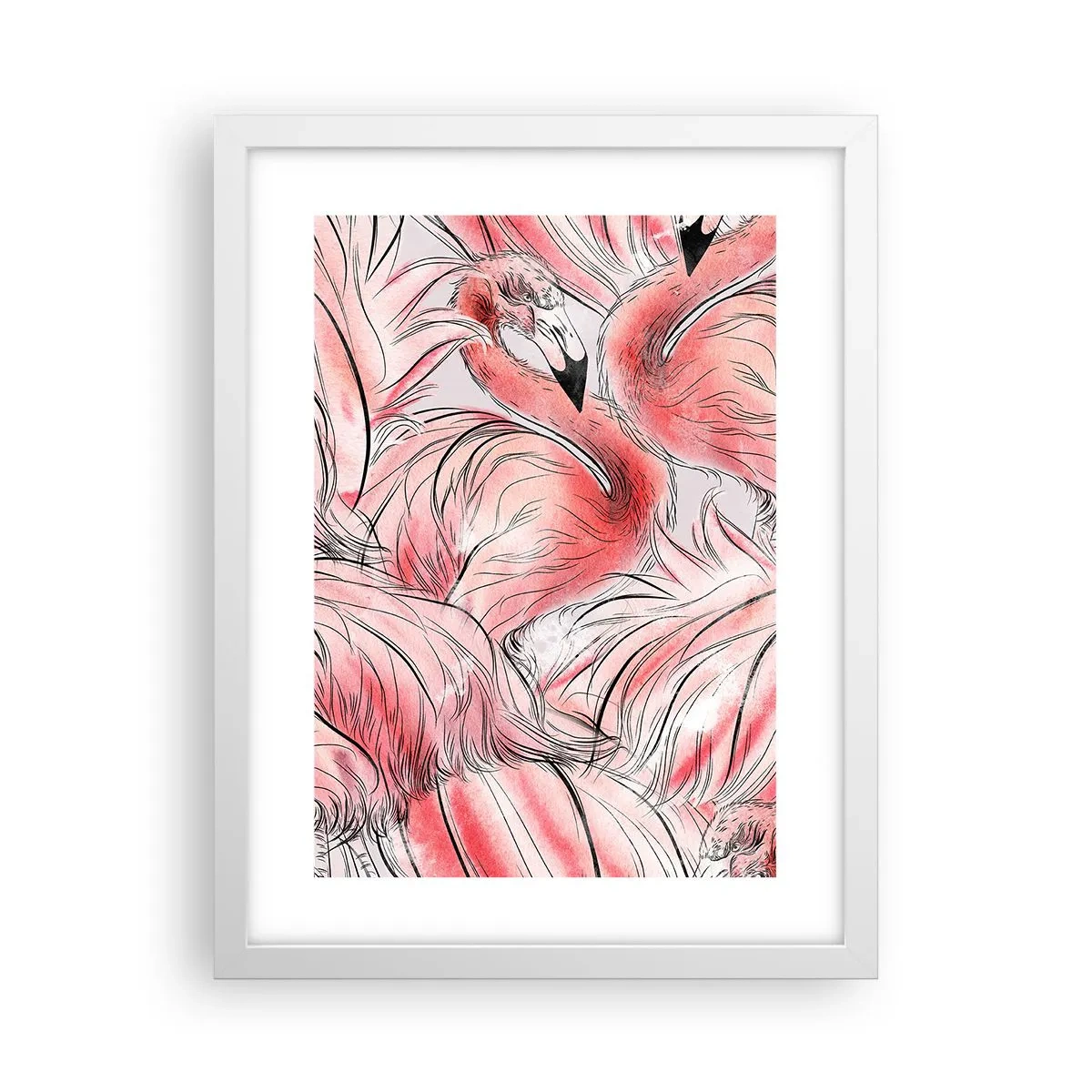 Plakat i hvid ramme - Fugle corps de ballet - 30x40 cm