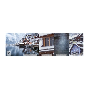 Prøve Fototapet Premium Canvas - I en vinterdekoration - Landskab, Bjergbebyggelse, Vinter - 100x30 cm
