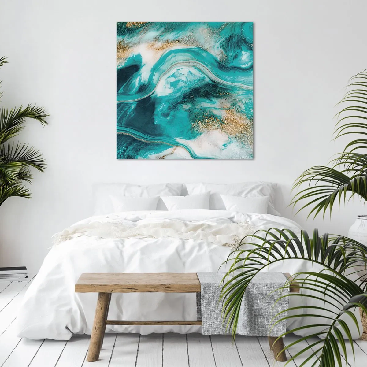 Lærredstryk - Billede på lærred - Flod af guld - 50x50 cm