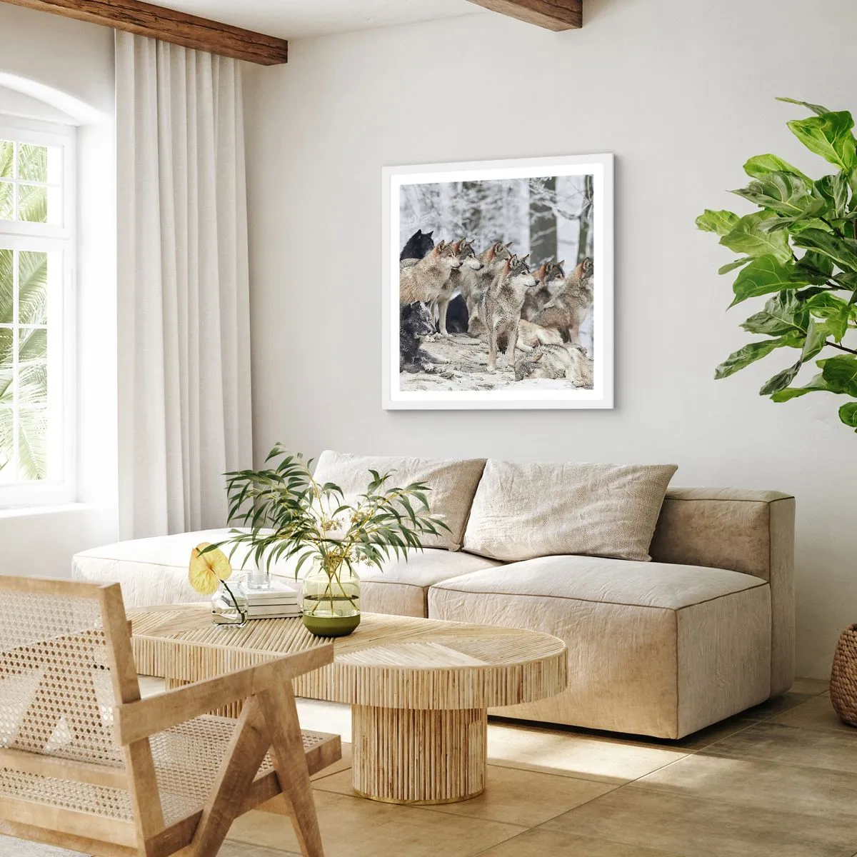 Plakat i hvid ramme - Familie og venner - 30x30 cm