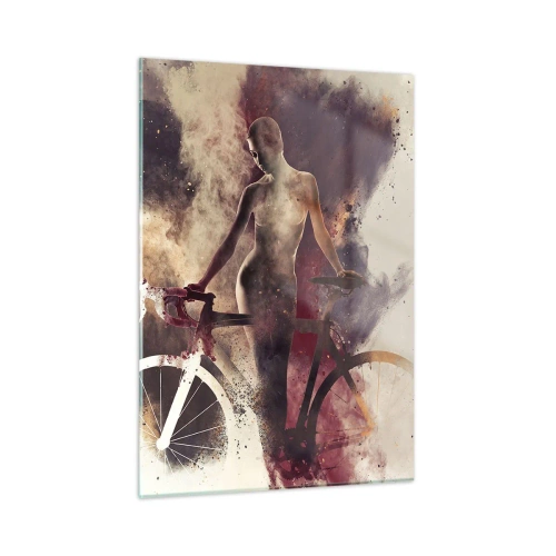 Billede på glas - I marmor former den cyklende sjæl - 50x70 cm
