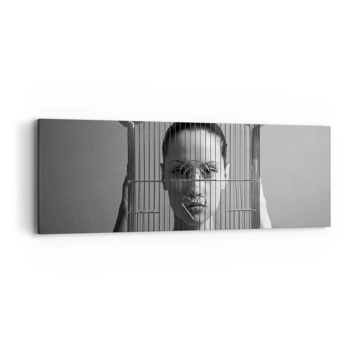 Lærredstryk - Billede på lærred - Et lidt surrealistisk portræt - 90x30 cm