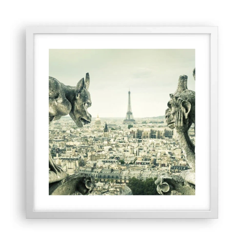 Plakat i hvid ramme - Parisisk chat - 40x40 cm