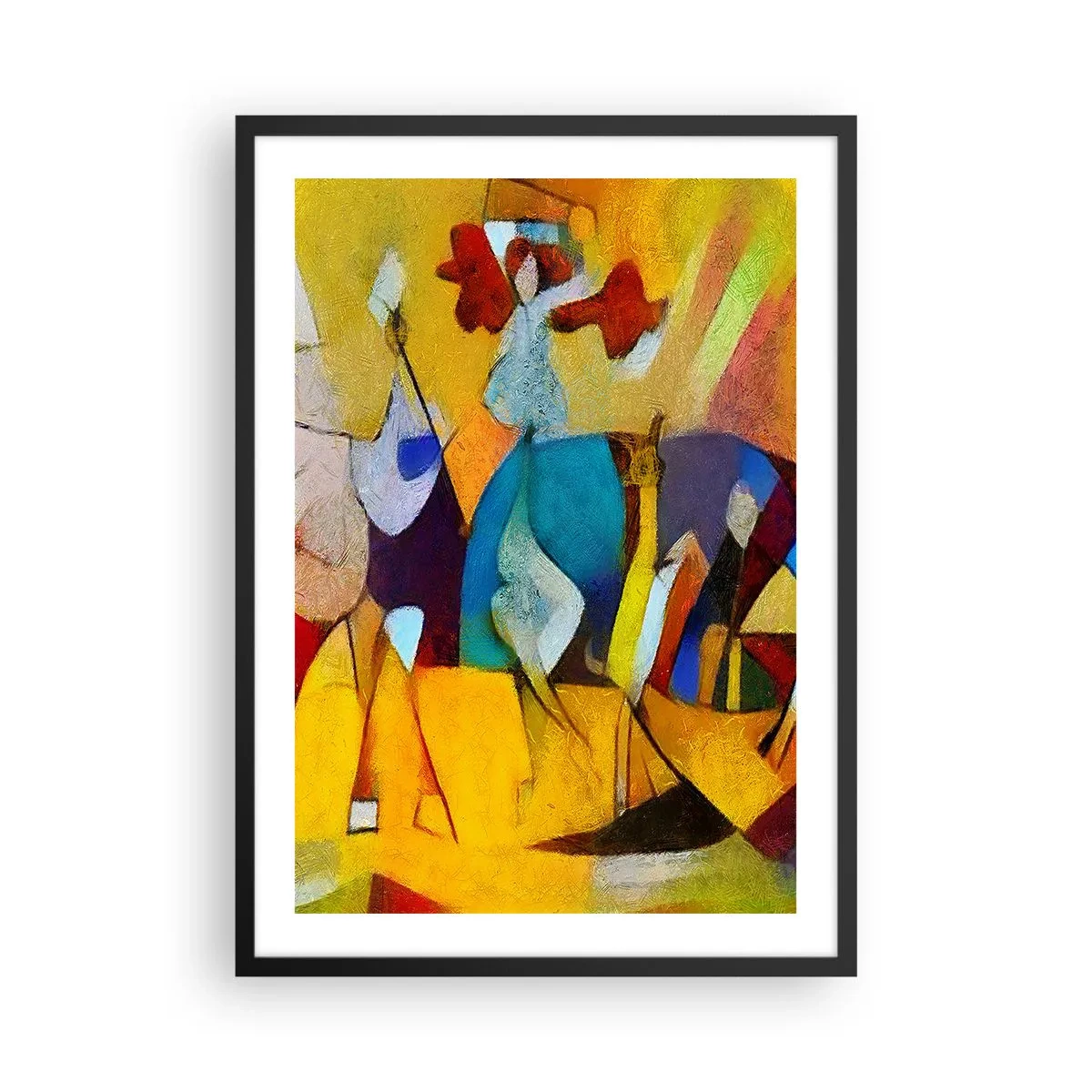 Plakat i sort ramme - Farverige figurer i abstrakt stil - 50x70cm - Sol - liv - glæde - Moderne vægdekoration til stue og soveværelse ARTTOR