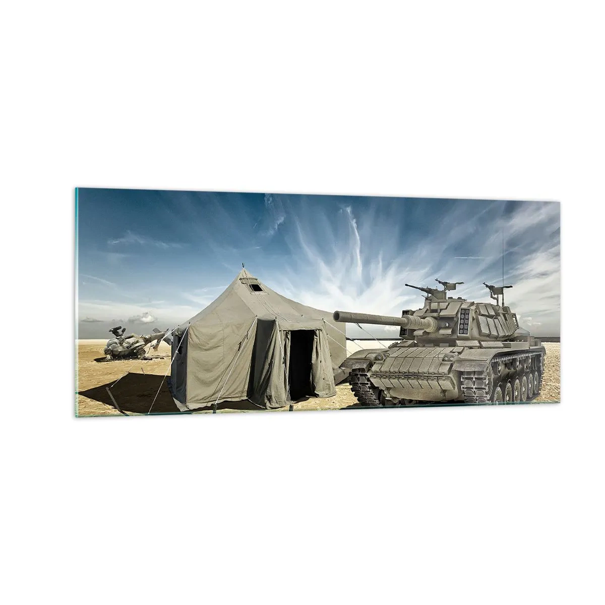 Billede på glas - En militær drøm - 100x40 cm