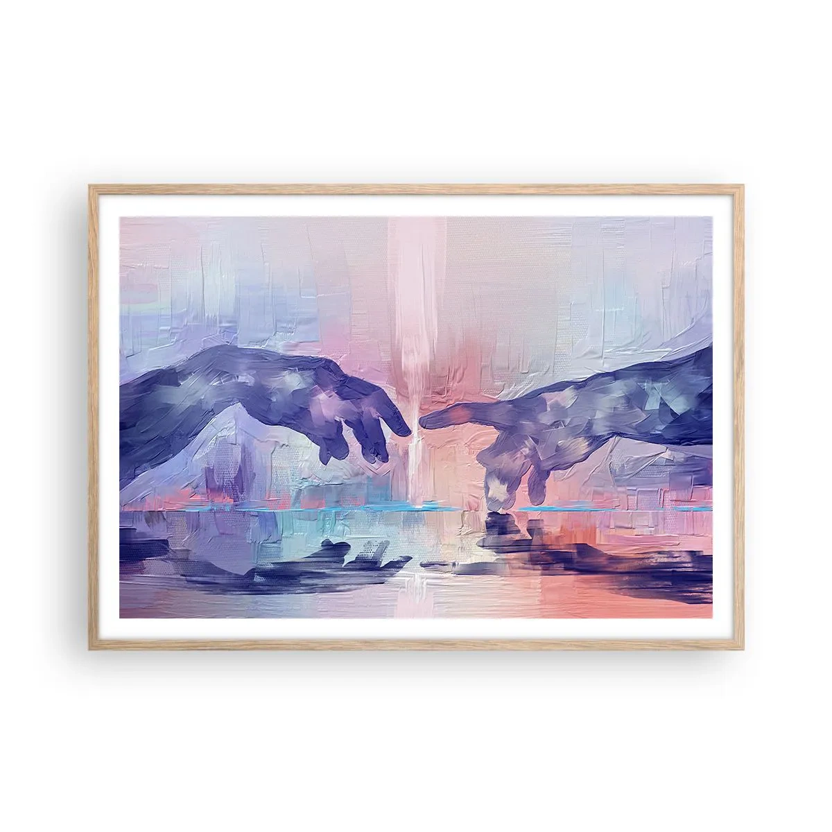 Plakat i ramme af lyst egetræ - Den guddommelige gnist af liv - 100x70 cm