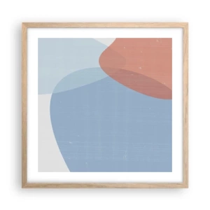 Plakat i ramme af lyst egetræ - Pastelfarvede relationer - 50x50 cm