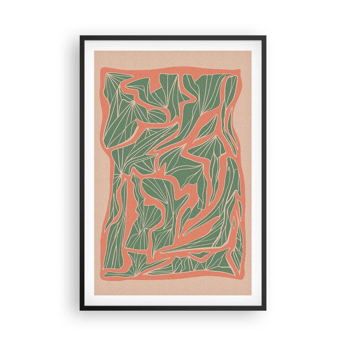 Plakat i sort ramme - En kamp mellem koral og grøn - 61x91 cm
