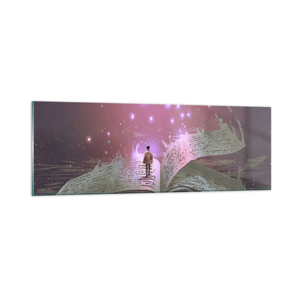 Billede på glas - En invitation til en anden verden - læs den! - 90x30 cm