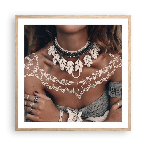 Plakat i ramme af lyst egetræ - Talismaner, ritualer om kvindelighed - 60x60 cm