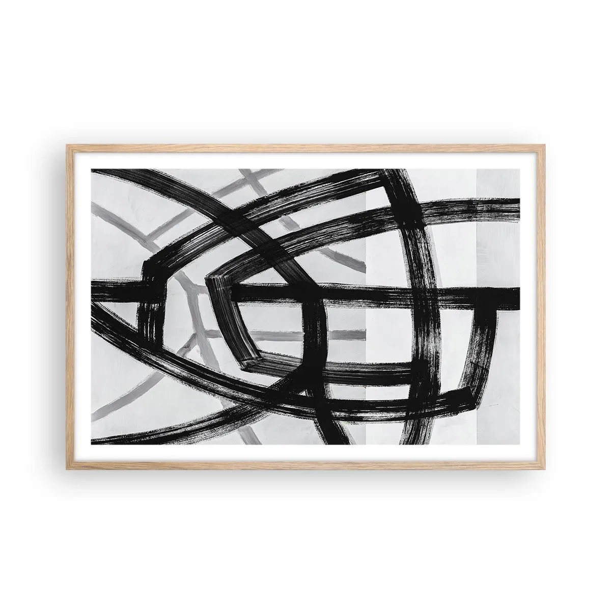 Plakat i ramme af lyst egetræ - Opbygning af dybde - 91x61 cm