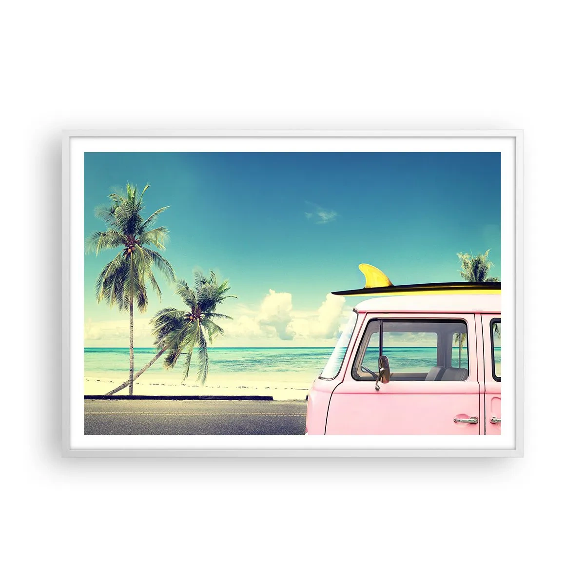 Plakat i hvid ramme - Ferietid til at starte - 100x70 cm