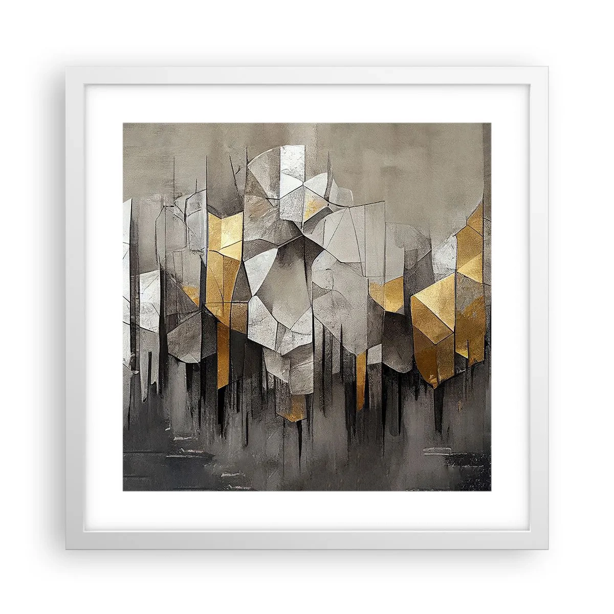 Plakat i hvid ramme - Komposition lavet af is og lys - 40x40 cm